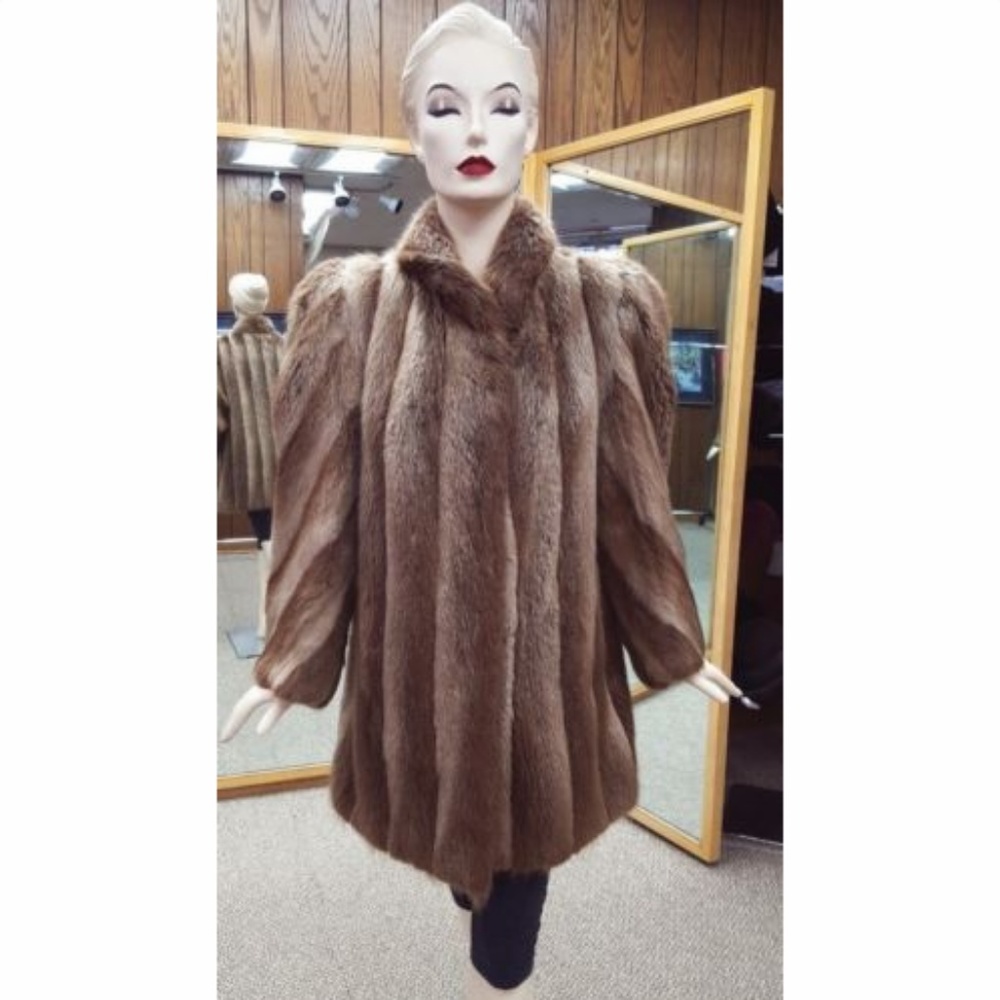 Blond Long Hair Beaver Fur Coat